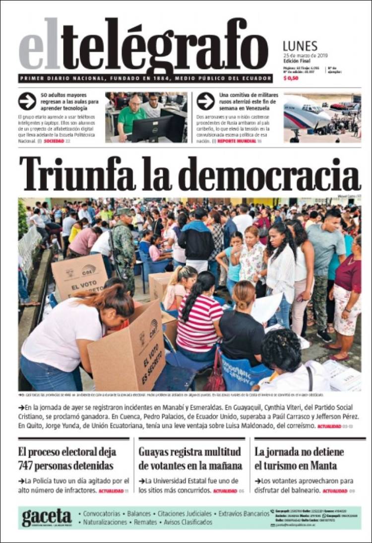 Portada de El Telégrafo (Ecuador)