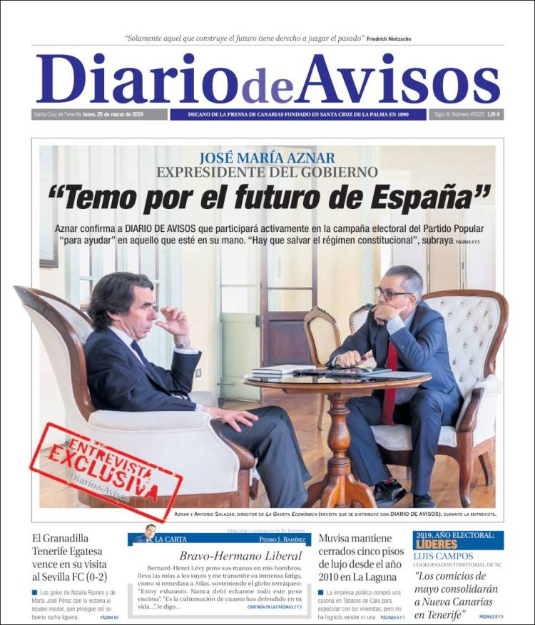 Portada de Diarios de Avisos (Spain)