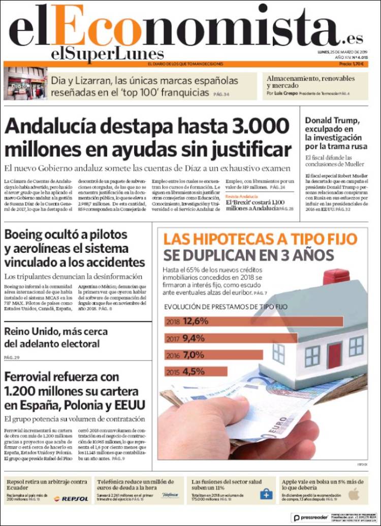 Portada de El Economista (Espa&ntilde;a)