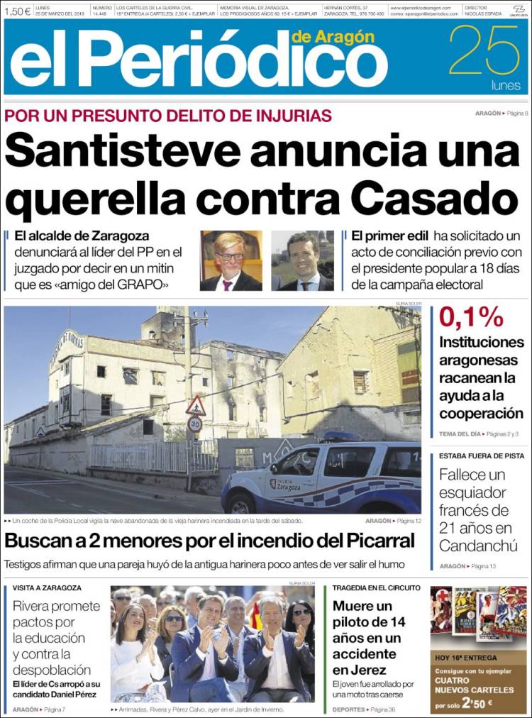 Portada de El Periódico de Aragón (Spain)