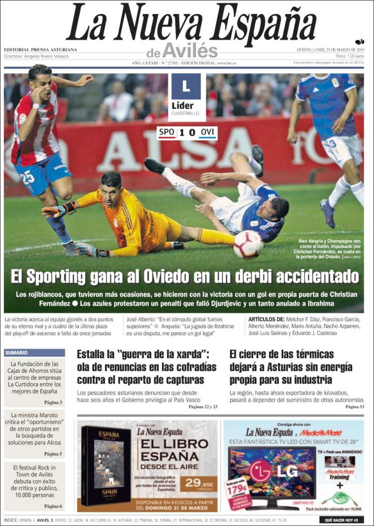 Portada de La Nueva España - Avilés (Spain)