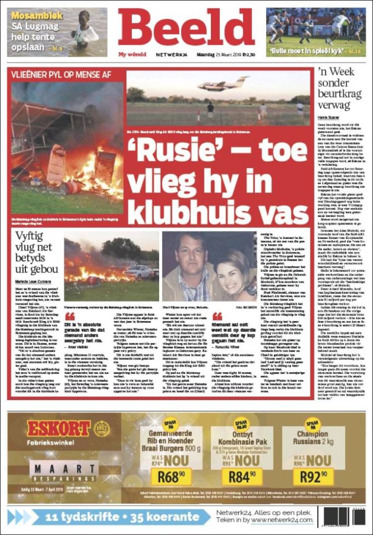 Portada de Beeld (South Africa)