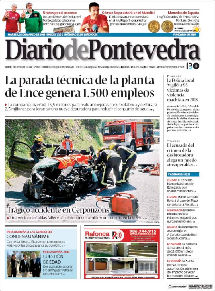 Portada de Diario de Pontevedra (España)