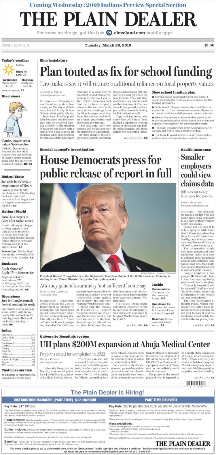 Portada de The Plain Dealer (USA)