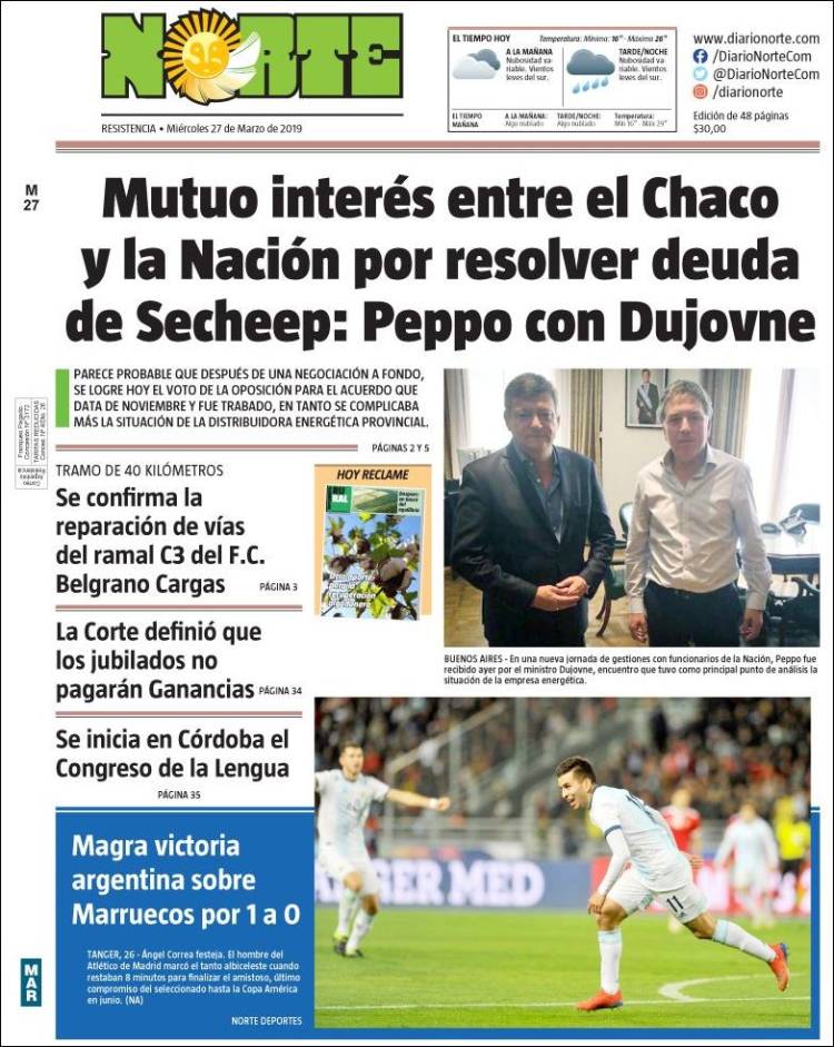 Portada de Diario Norte (Argentina)