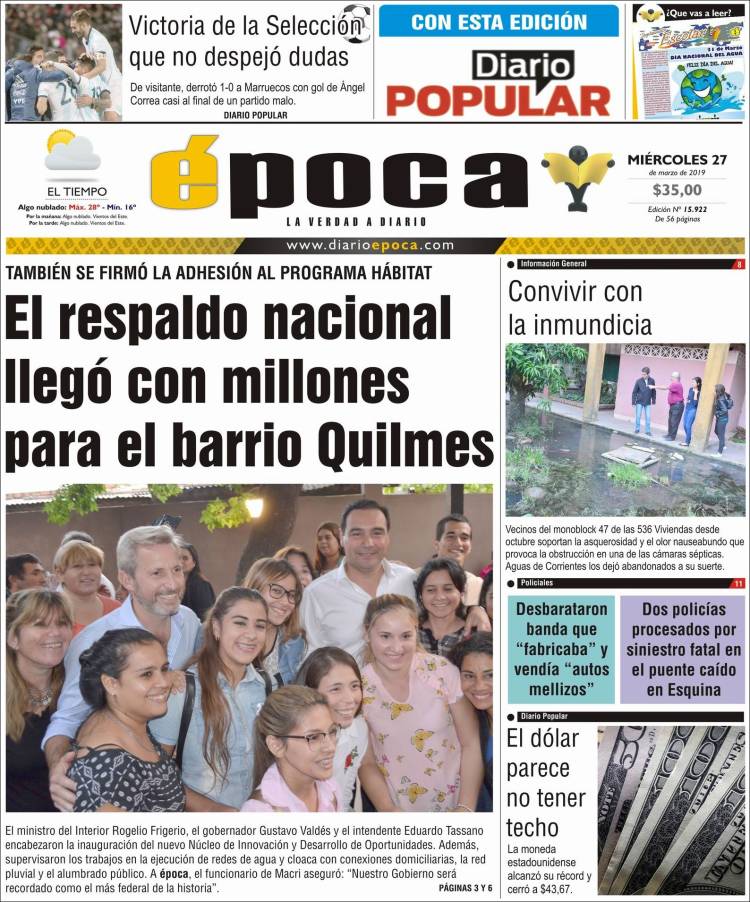 Portada de Diario Época (Argentina)