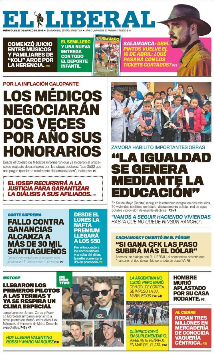 Portada de Diario El Liberal (Argentina)