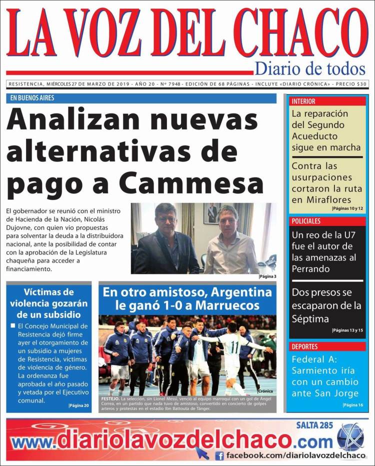 Portada de La Voz del Chaco (Argentina)