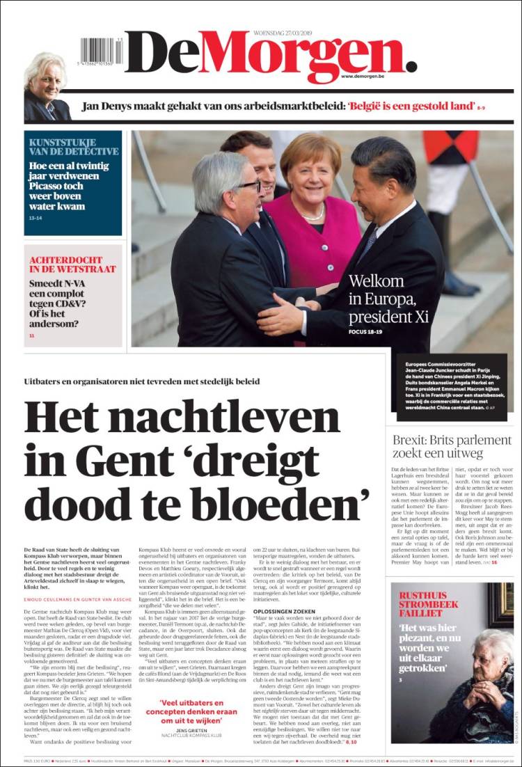 Portada de De Morgen (B&eacute;lgica)