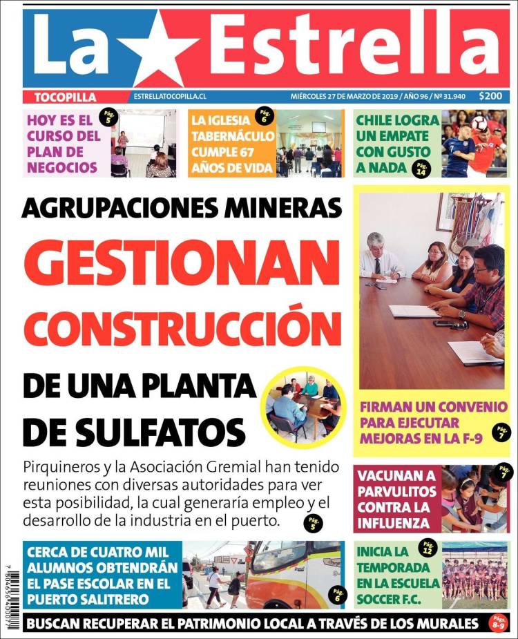 Portada de La Estrella de Tocopilla (Chile)
