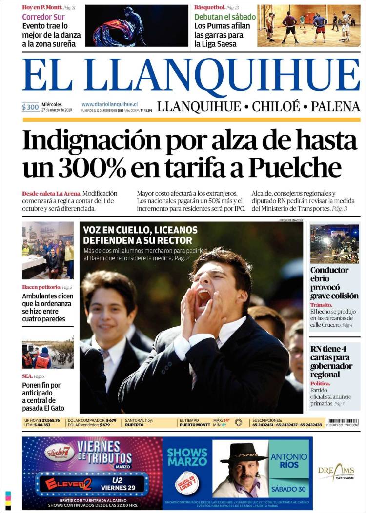 Portada de El Llanquihue (Chile)