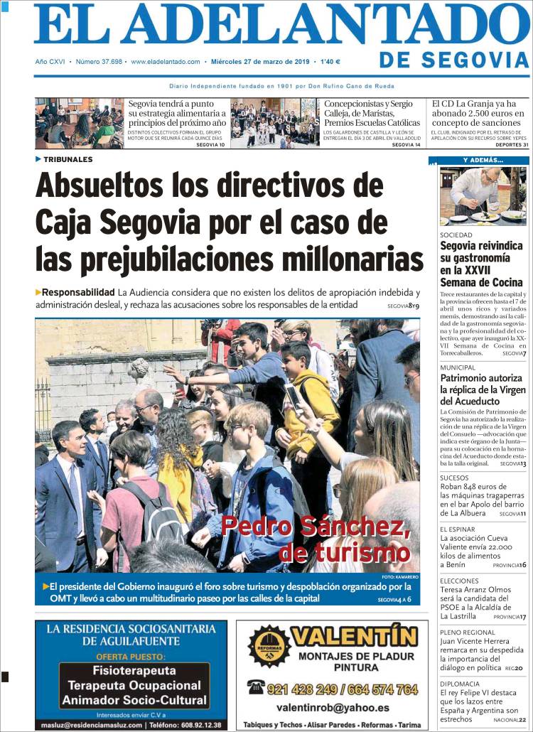 Portada de El Adelantado de Segovia (Espa&ntilde;a)