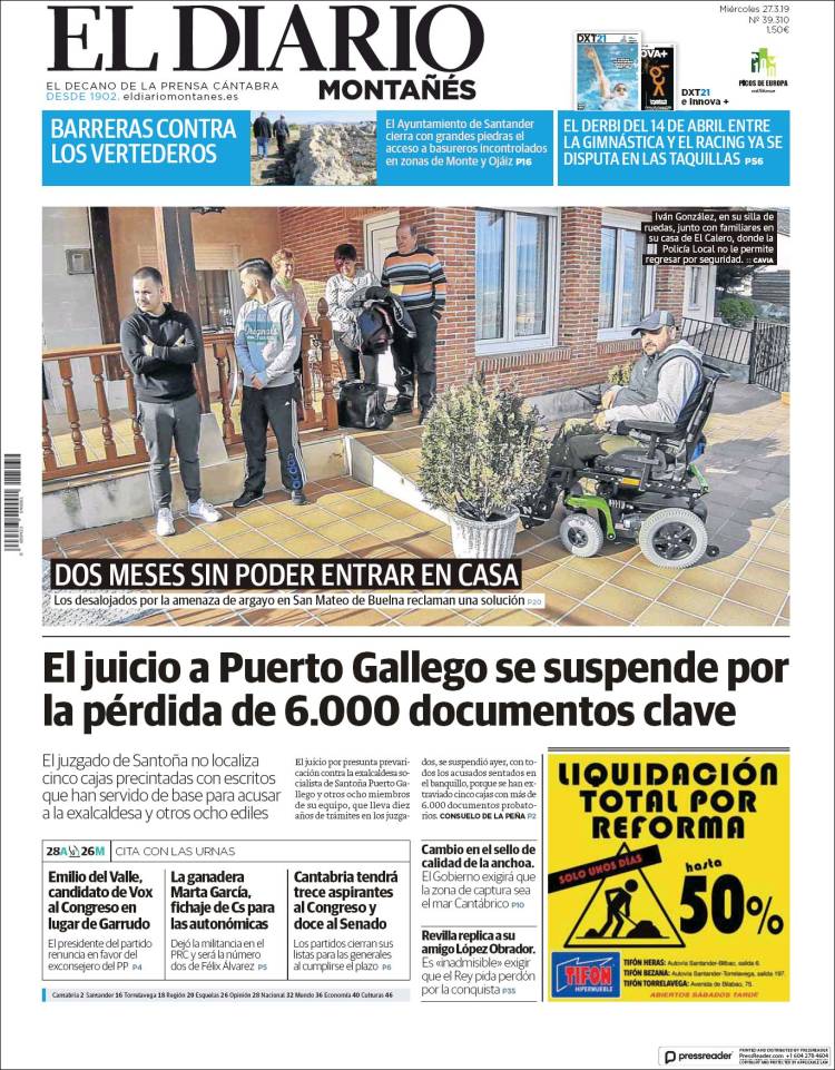 Portada de El Diario Montañés (Espa&ntilde;a)