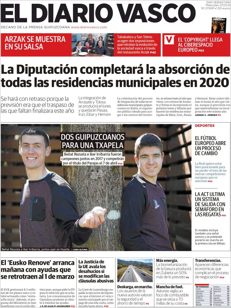 Portada de Diario Vasco (Espa&ntilde;a)