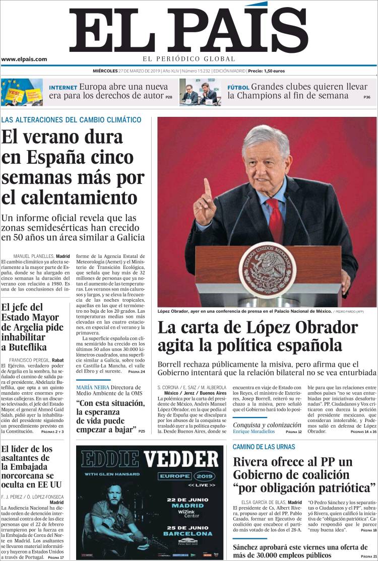 Portada de El País (Espa&ntilde;a)