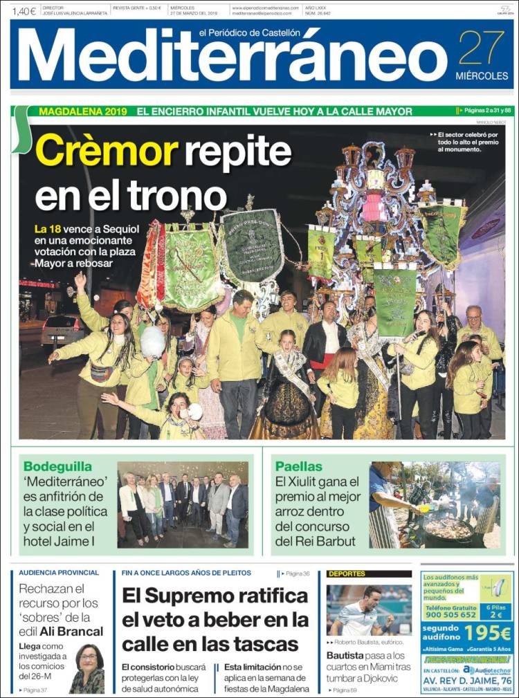 Portada de El Periódico Mediterraneo (Espa&ntilde;a)