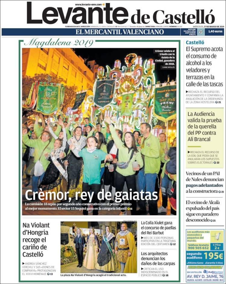 Portada de Levante de Castelló (Espa&ntilde;a)