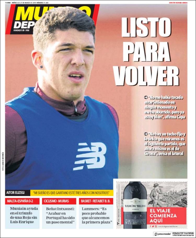 Portada de Mundo Deportivo Bizkaia (Espa&ntilde;a)