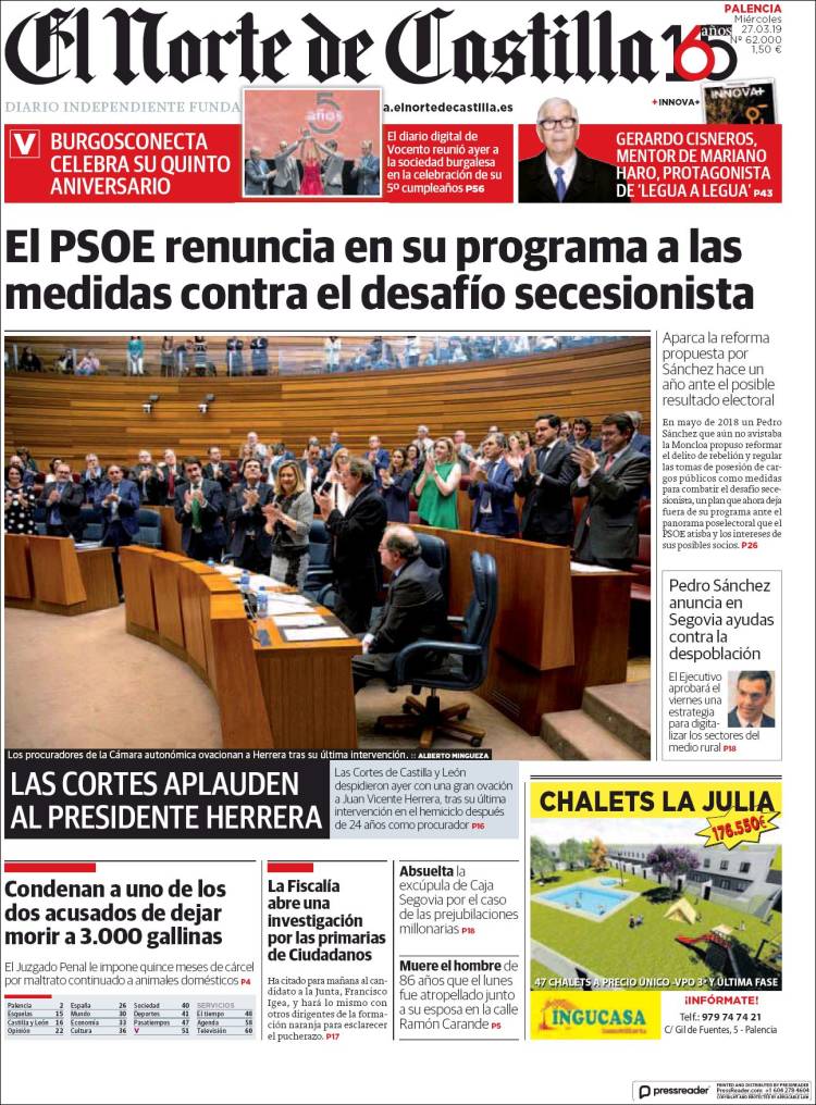 Portada de Norte de Castilla - Palencia (Espa&ntilde;a)