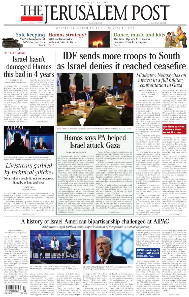 Portada de The Jerusalem Post (Israel)