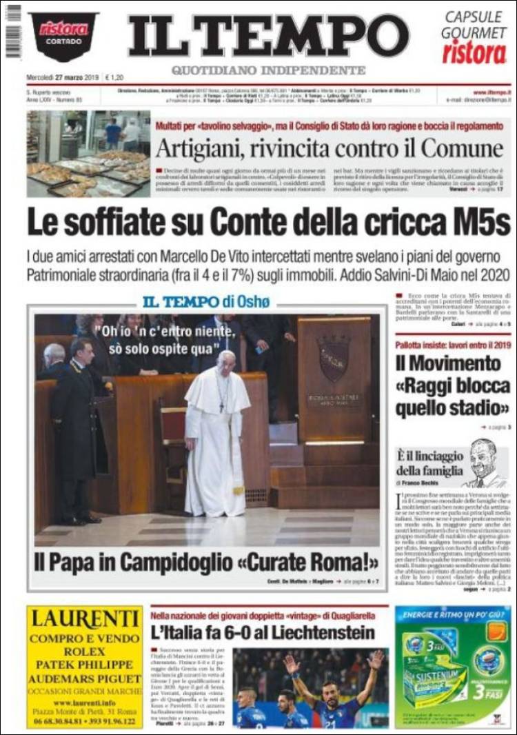 Portada de Il Tempo (Italia)