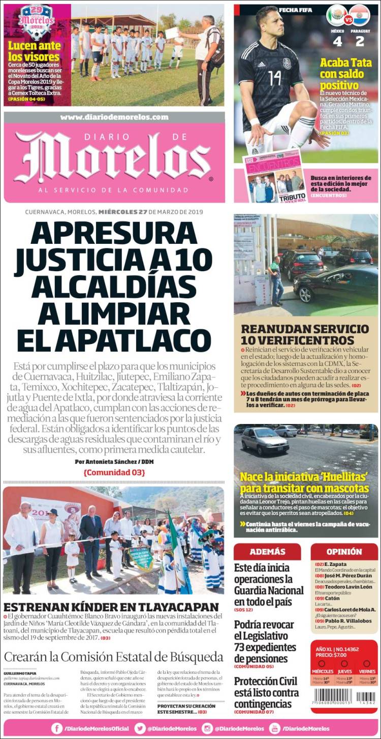 Portada de Diario de Morelos (M&eacute;xico)