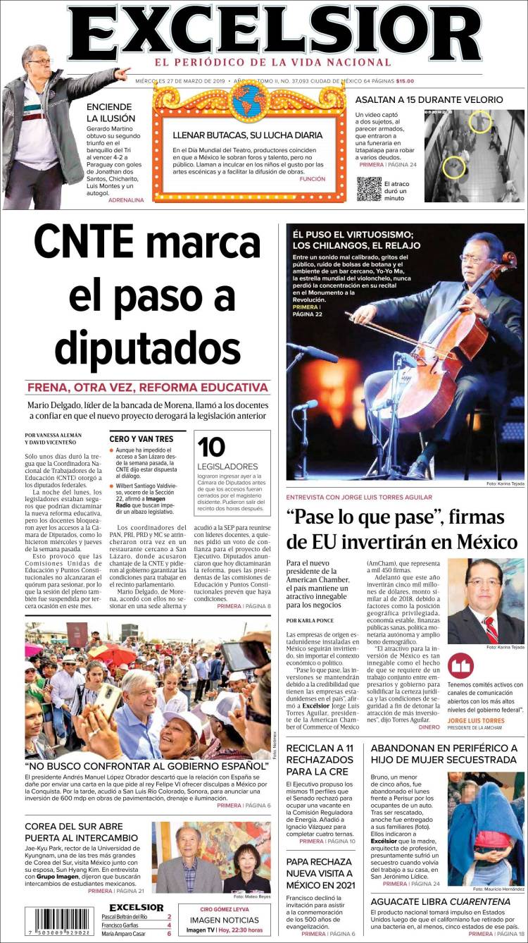 Portada de Excelsior (M&eacute;xico)