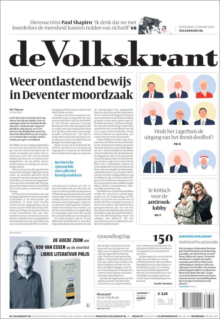 Portada de De Volkskrant (Pa&iacute;ses Bajos)