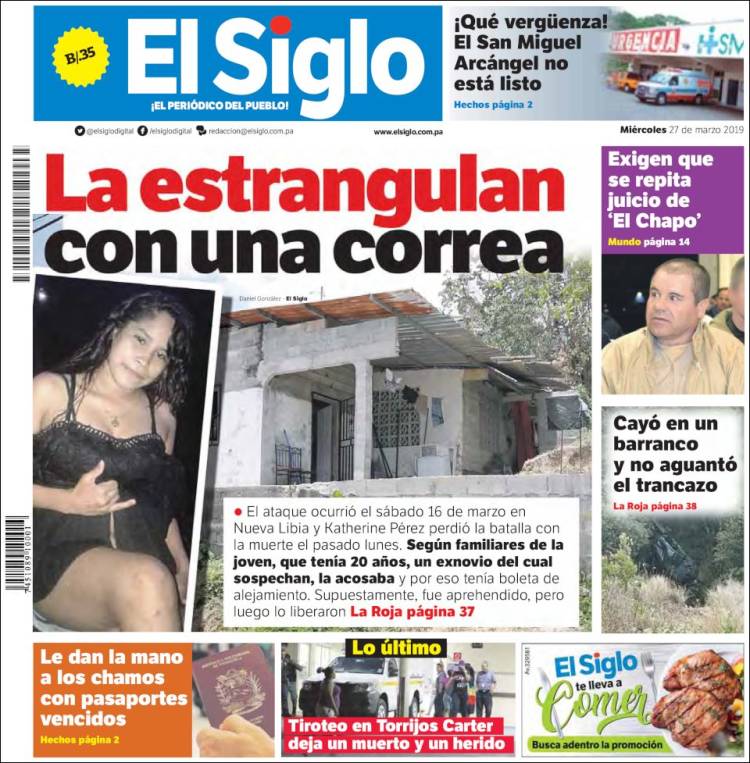 Portada de El Siglo (Panam&aacute;)