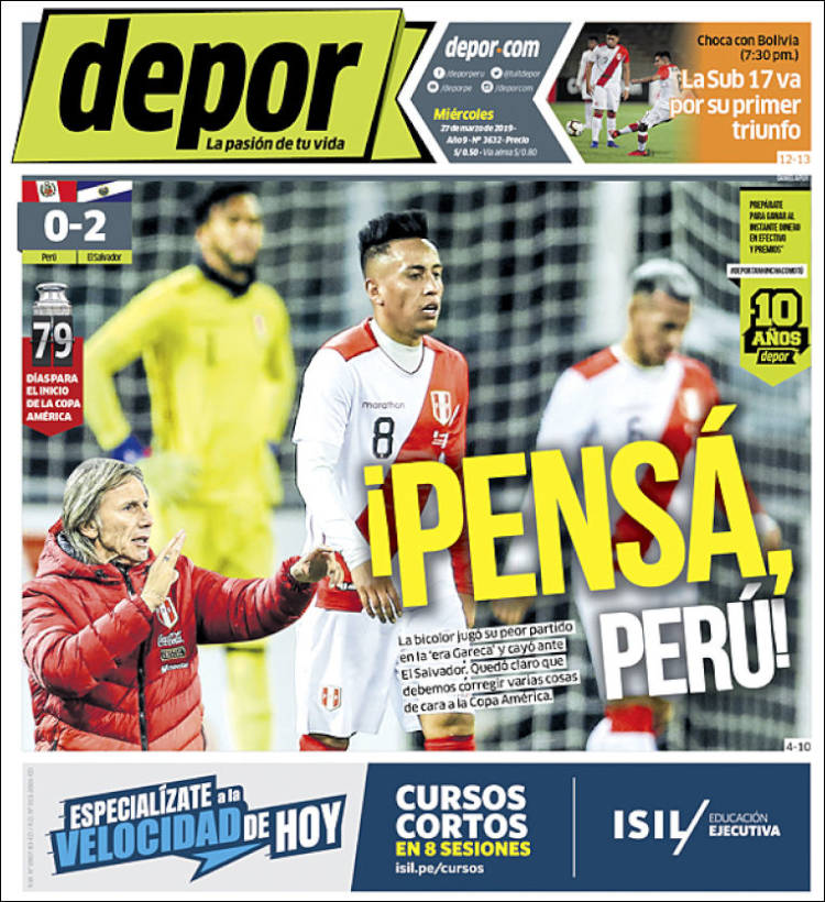 Portada de Depor (Per&uacute;)