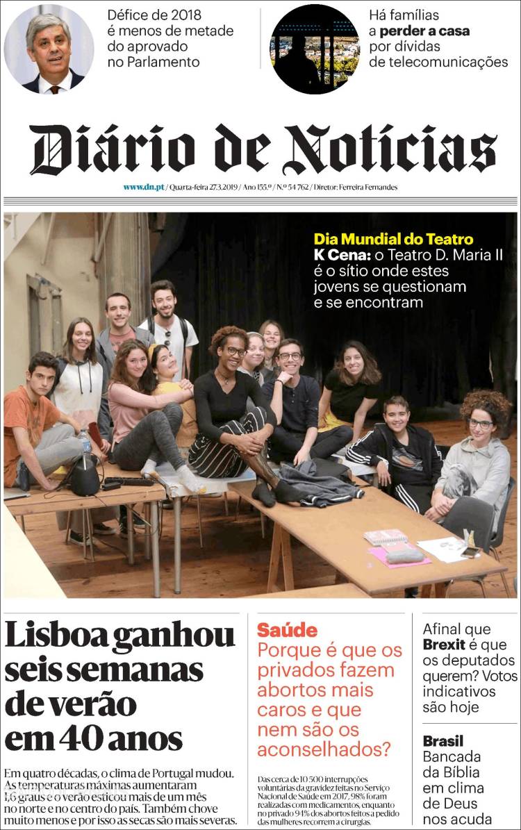 Portada de Diário de Noticias (Portugal)