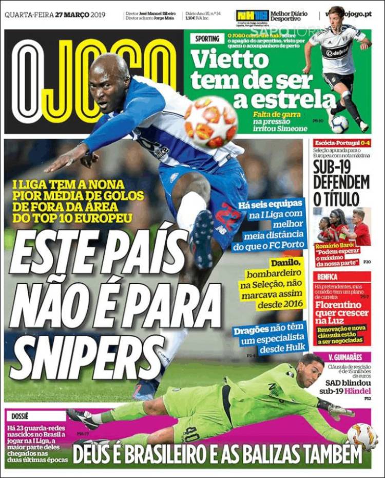 Portada de O Jogo (Portugal)