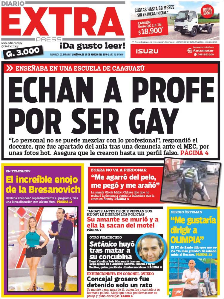 Portada de Diario Extra (Paraguay)