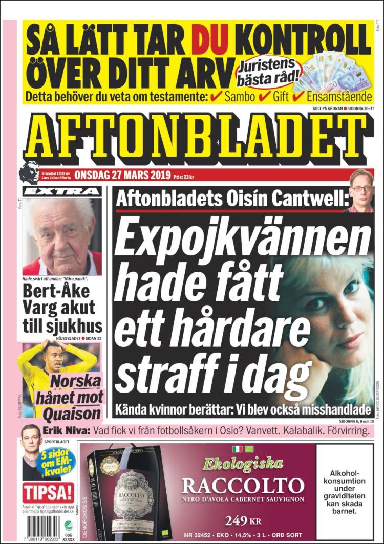 Portada de Aftonbladet (Suecia)