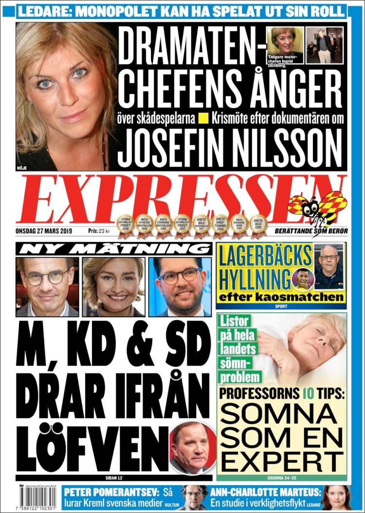 Portada de Expressen (Suecia)