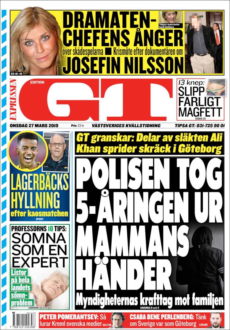 Portada de Göteborgstidningen (Suecia)