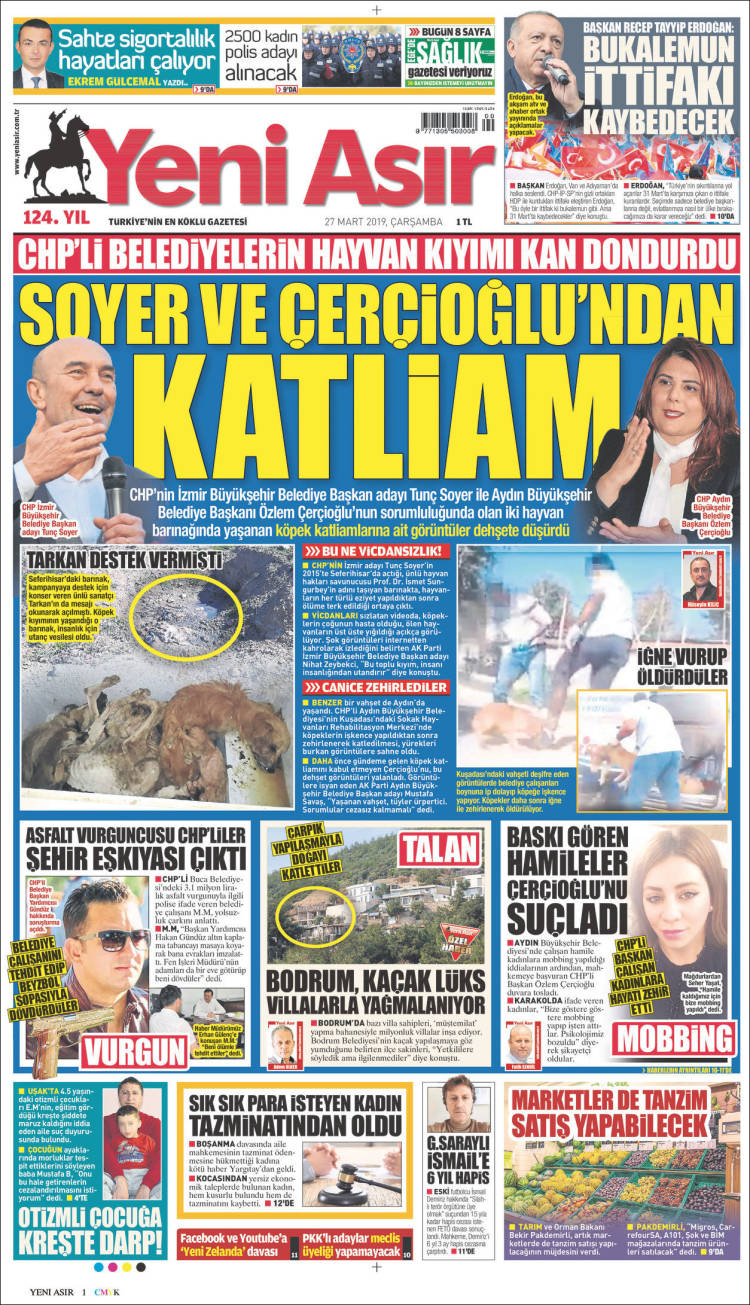 Portada de Yeni Asır (Turqu&iacute;a)
