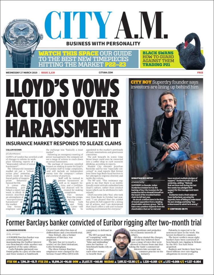 Portada de City A.M. (Reino Unido)