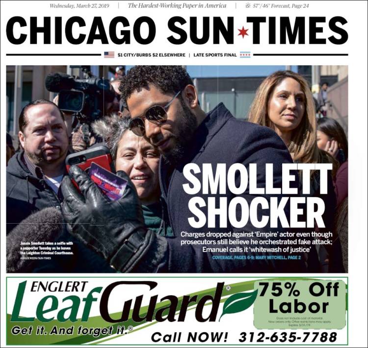 Portada de Chicago Sun-Times (USA)