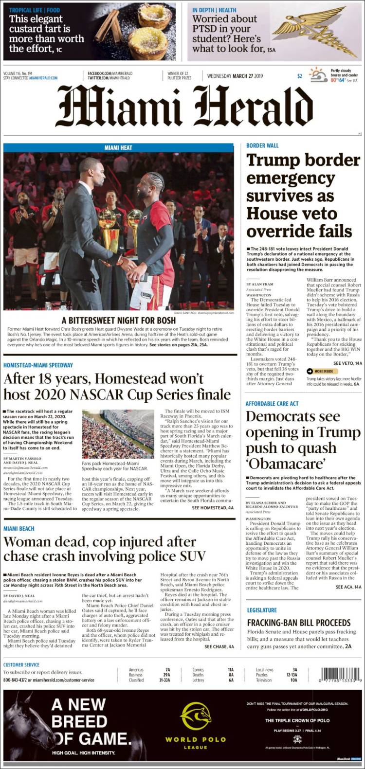 Portada de Miami Herald (USA)