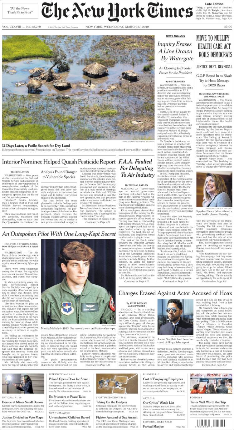 Portada de New York Times (USA)