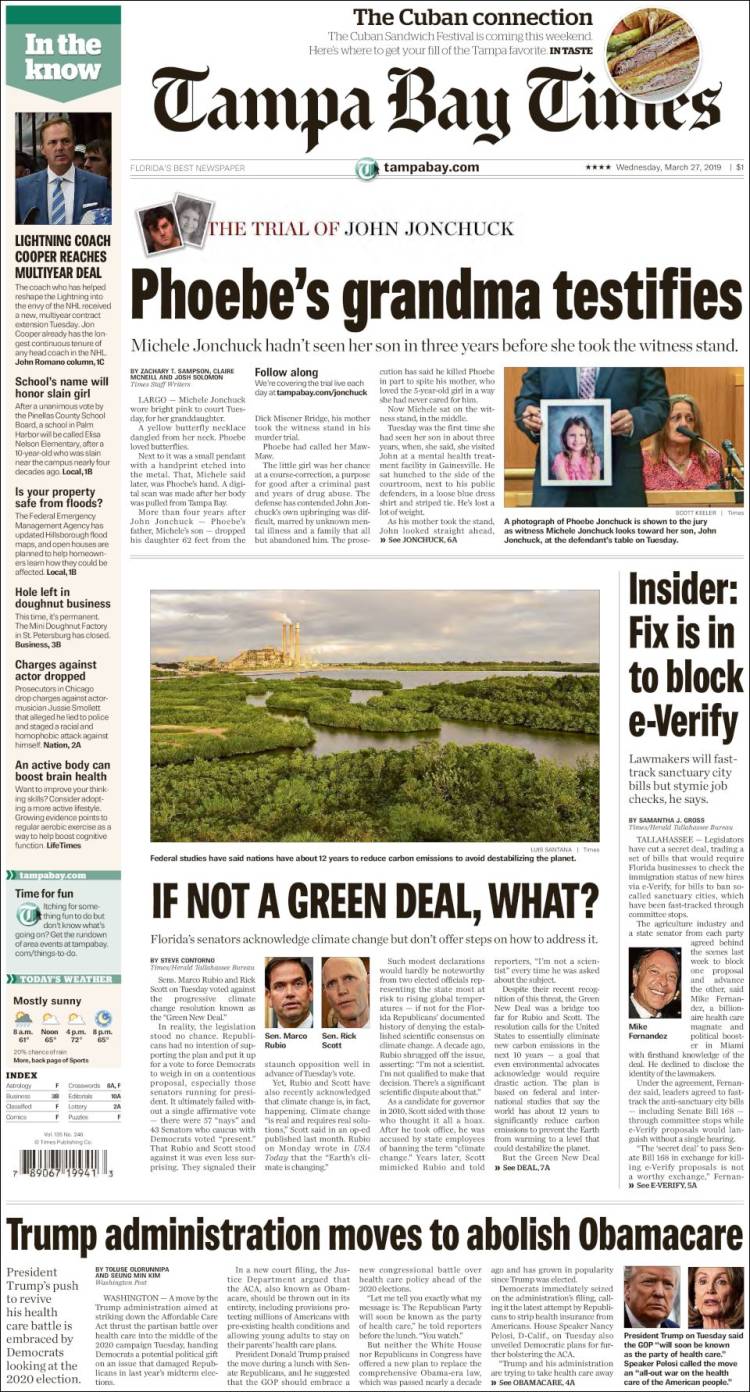 Portada de Tampa Bay Times (USA)