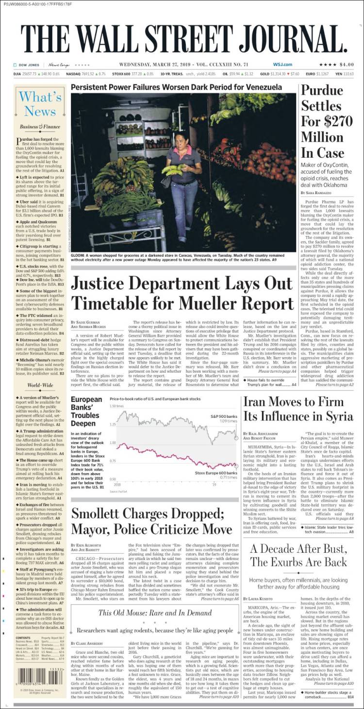 Portada de Wall Street Journal (USA)