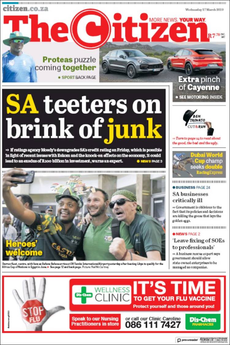 Portada de The Citizen (Sud&aacute;frica)