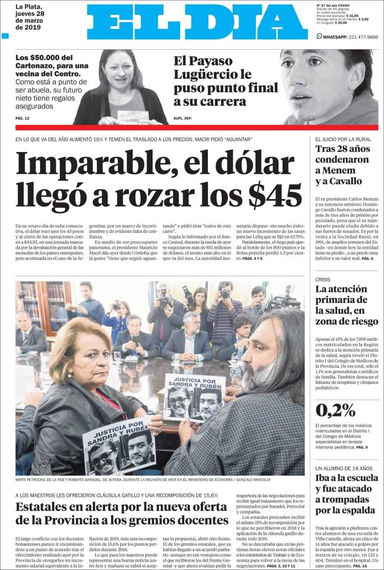 Portada de El Día de la Plata (Argentina)