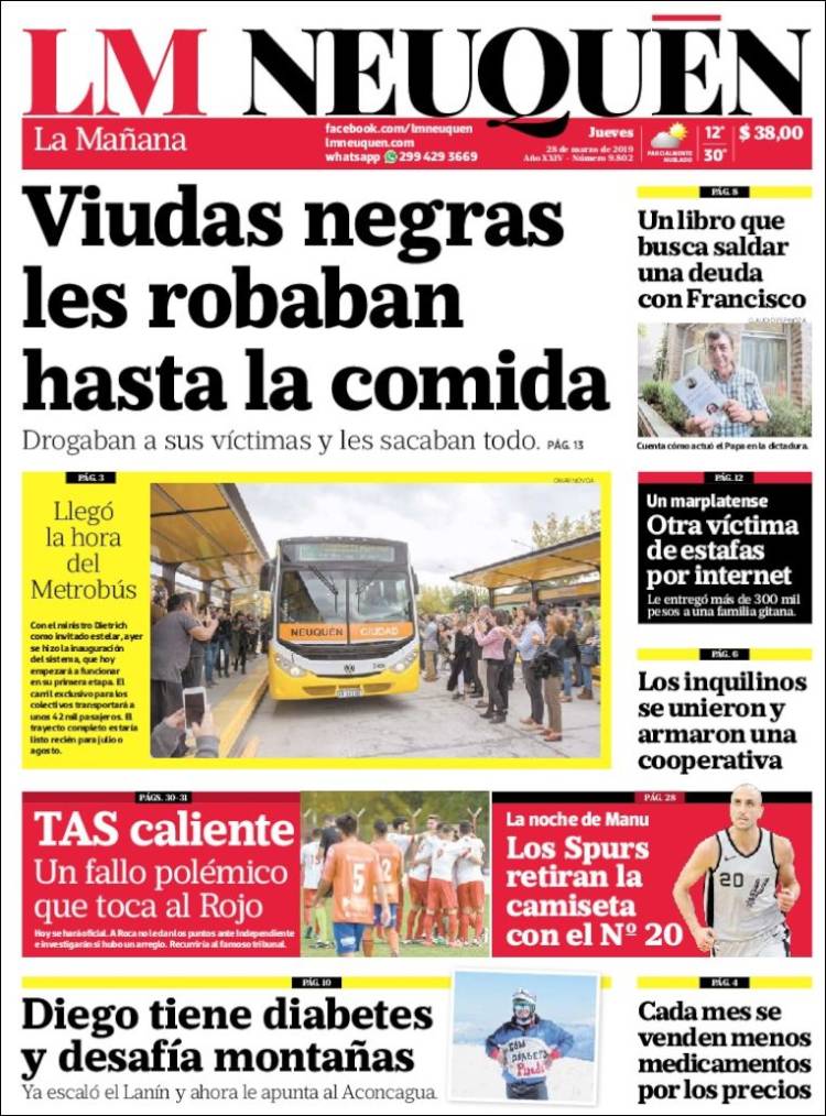 Portada de La Mañanade Neuquén (Argentina)