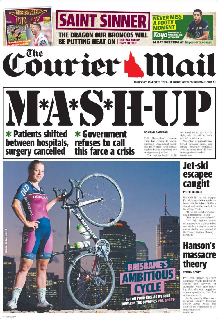 Portada de The Courier-Mail (Australia)