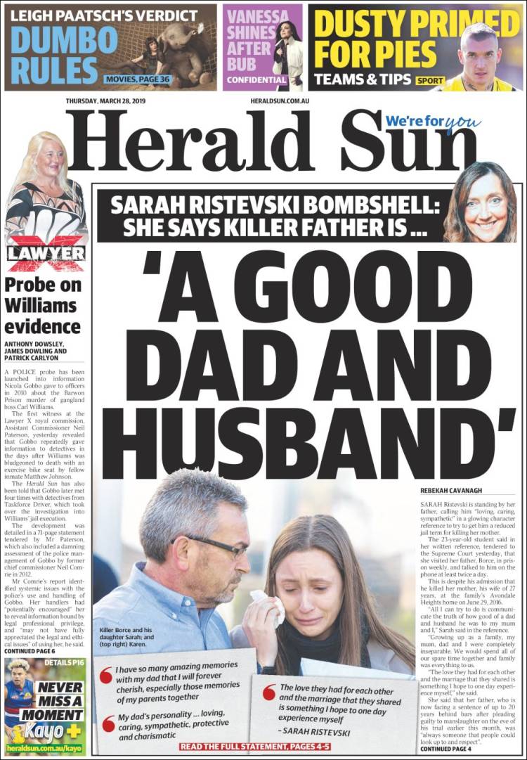 Portada de Herald Sun (Australia)