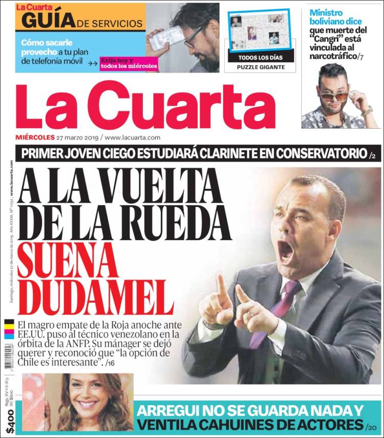 Portada de La Cuarta (Chile)