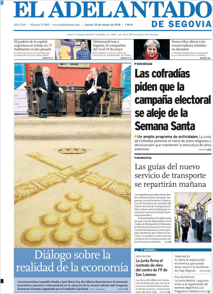 Portada de El Adelantado de Segovia (Espa&ntilde;a)